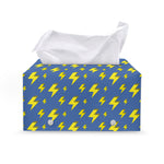 Blue And Yellow Lightning Pattern Print Leather Tissue Box Cover