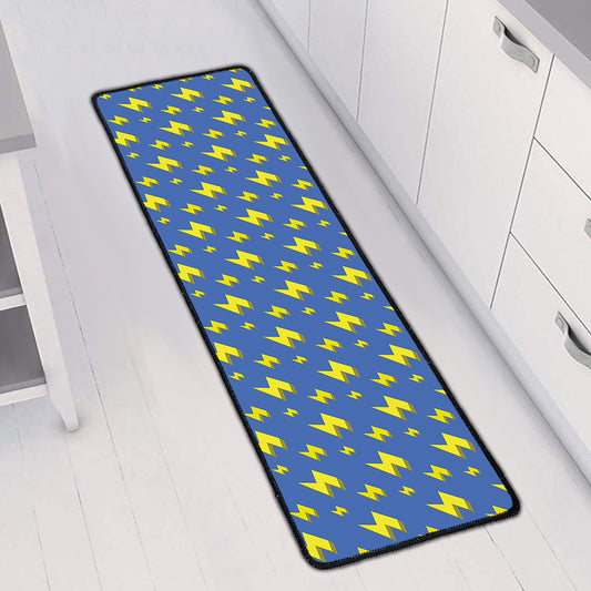 Blue And Yellow Lightning Pattern Print Long Kitchen Mat