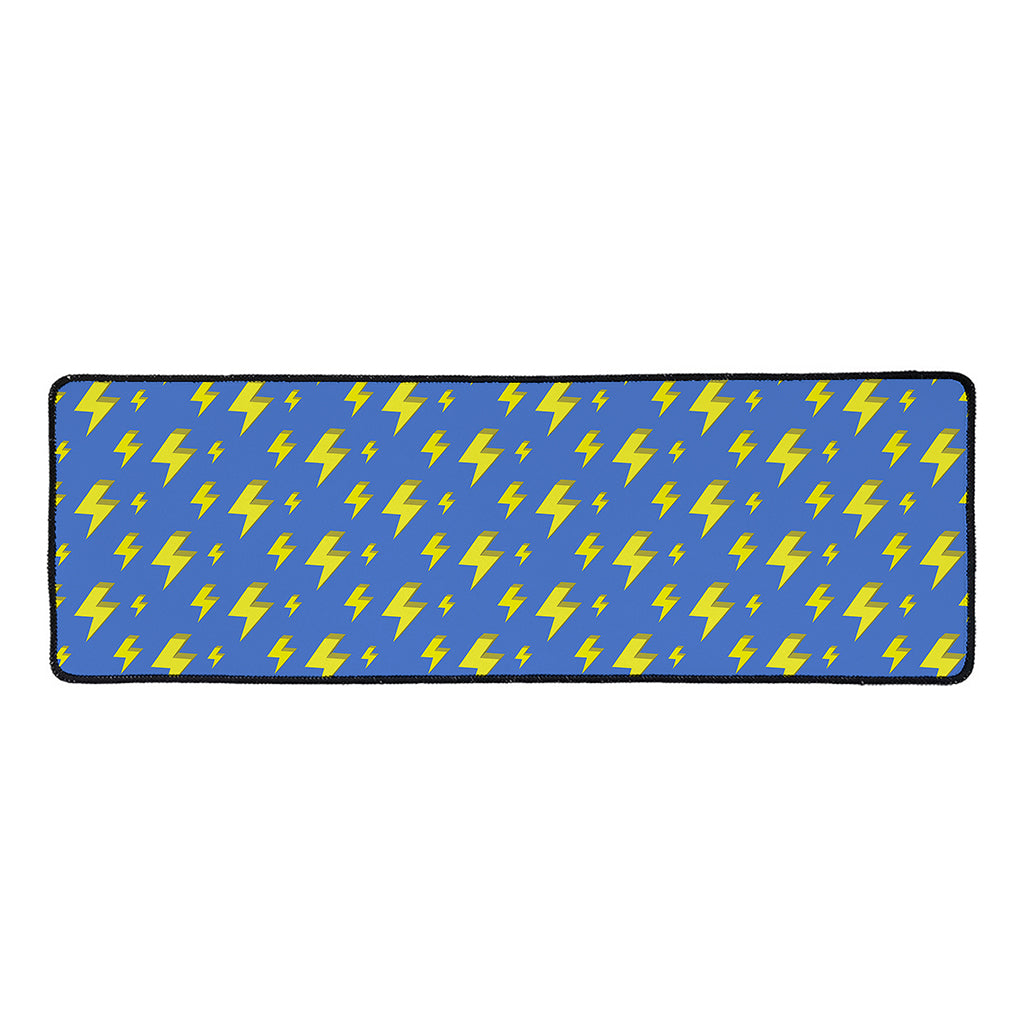 Blue And Yellow Lightning Pattern Print Long Kitchen Mat