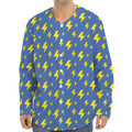 Blue And Yellow Lightning Pattern Print Long Sleeve Baseball Jersey