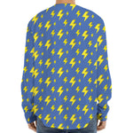 Blue And Yellow Lightning Pattern Print Long Sleeve Baseball Jersey