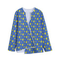 Blue And Yellow Lightning Pattern Print Long Sleeve Short Coat