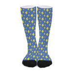 Blue And Yellow Lightning Pattern Print Long Socks