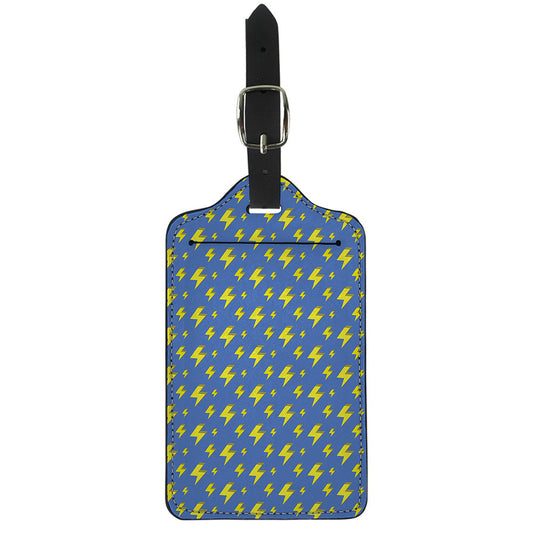 Blue And Yellow Lightning Pattern Print Luggage Tag
