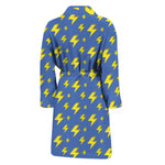 Blue And Yellow Lightning Pattern Print Men's Bathrobe