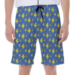 Blue And Yellow Lightning Pattern Print Men's Beach Shorts
