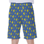 Blue And Yellow Lightning Pattern Print Men's Beach Shorts