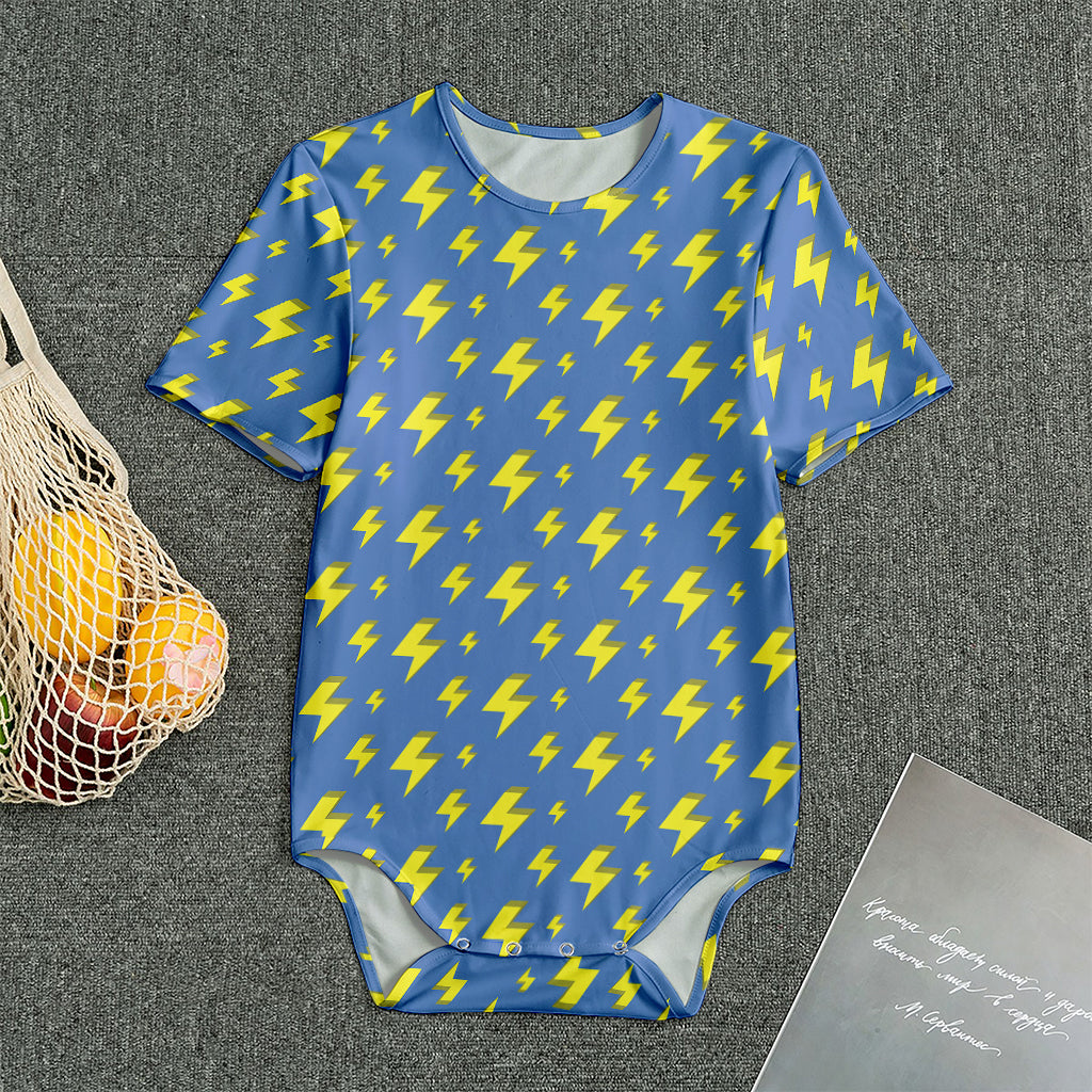 Blue And Yellow Lightning Pattern Print Men's Bodysuit