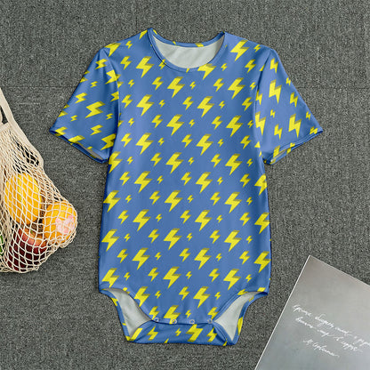 Blue And Yellow Lightning Pattern Print Men's Bodysuit