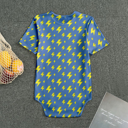 Blue And Yellow Lightning Pattern Print Men's Bodysuit