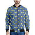 Blue And Yellow Lightning Pattern Print Men's Bomber Jacket