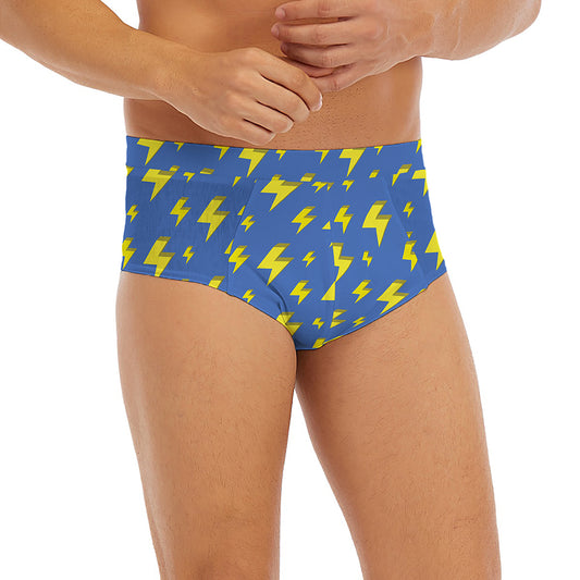 Blue And Yellow Lightning Pattern Print Men's Briefs