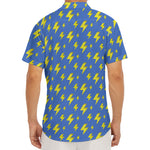 Blue And Yellow Lightning Pattern Print Men's Deep V-Neck Shirt