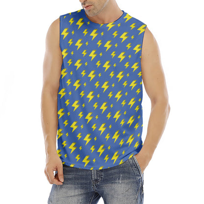 Blue And Yellow Lightning Pattern Print Men's Fitness Tank Top