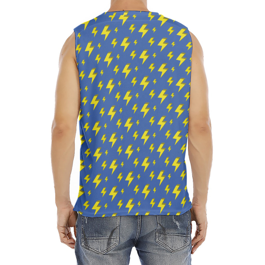 Blue And Yellow Lightning Pattern Print Men's Fitness Tank Top