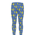 Blue And Yellow Lightning Pattern Print Men's Leggings
