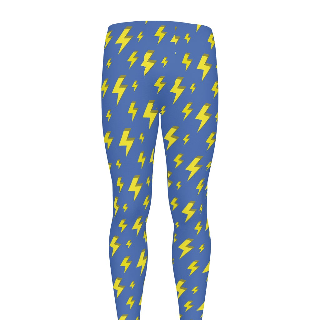 Blue And Yellow Lightning Pattern Print Men's leggings