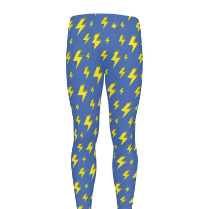Blue And Yellow Lightning Pattern Print Men's leggings