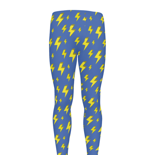 Blue And Yellow Lightning Pattern Print Men's leggings