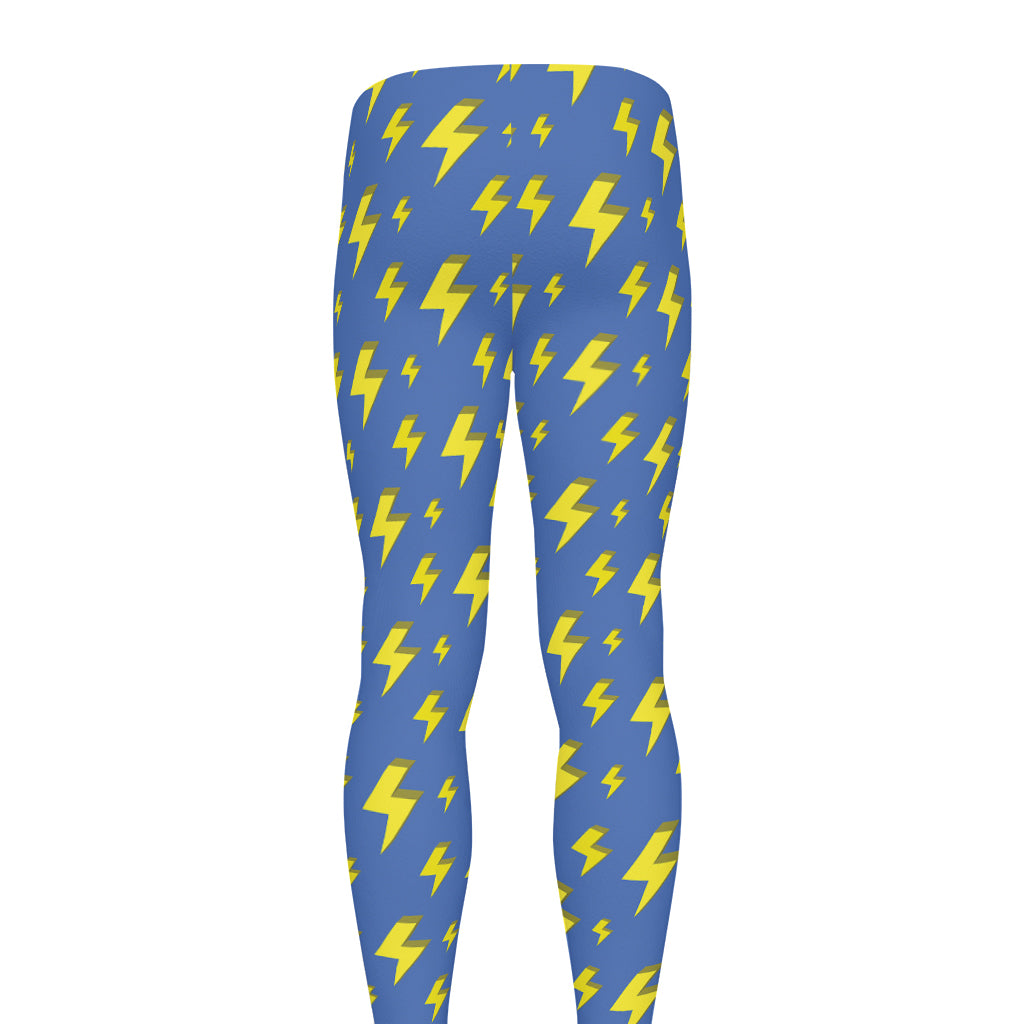 Blue And Yellow Lightning Pattern Print Men's leggings