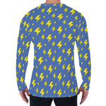 Blue And Yellow Lightning Pattern Print Men's Long Sleeve T-Shirt