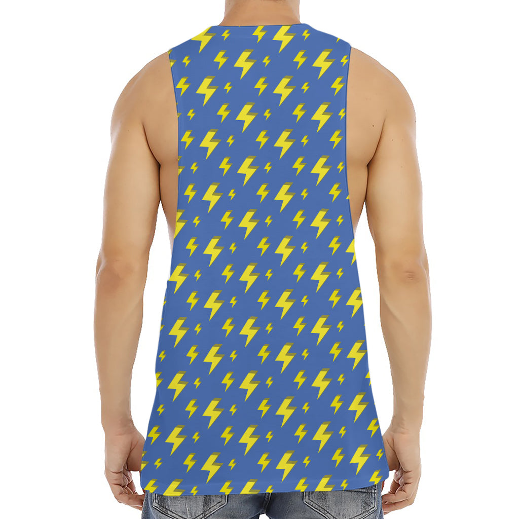 Blue And Yellow Lightning Pattern Print Men's Muscle Tank Top