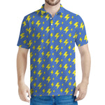 Blue And Yellow Lightning Pattern Print Men's Polo Shirt