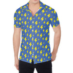 Blue And Yellow Lightning Pattern Print Men's Shirt