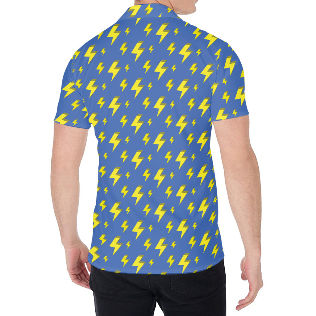 Blue And Yellow Lightning Pattern Print Men's Shirt