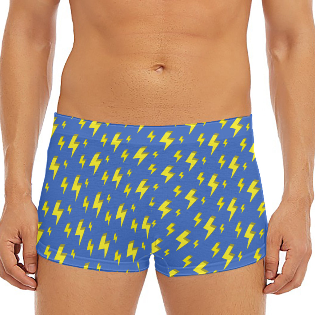 Blue And Yellow Lightning Pattern Print Men's Short Boxer Briefs