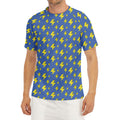 Blue And Yellow Lightning Pattern Print Men's Short Sleeve Rash Guard