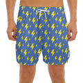 Blue And Yellow Lightning Pattern Print Men's Split Running Shorts