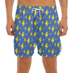 Blue And Yellow Lightning Pattern Print Men's Split Running Shorts