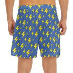 Blue And Yellow Lightning Pattern Print Men's Split Running Shorts