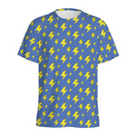 Blue And Yellow Lightning Pattern Print Men's Sports T-Shirt