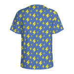 Blue And Yellow Lightning Pattern Print Men's Sports T-Shirt
