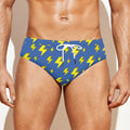 Blue And Yellow Lightning Pattern Print Men's Swim Briefs