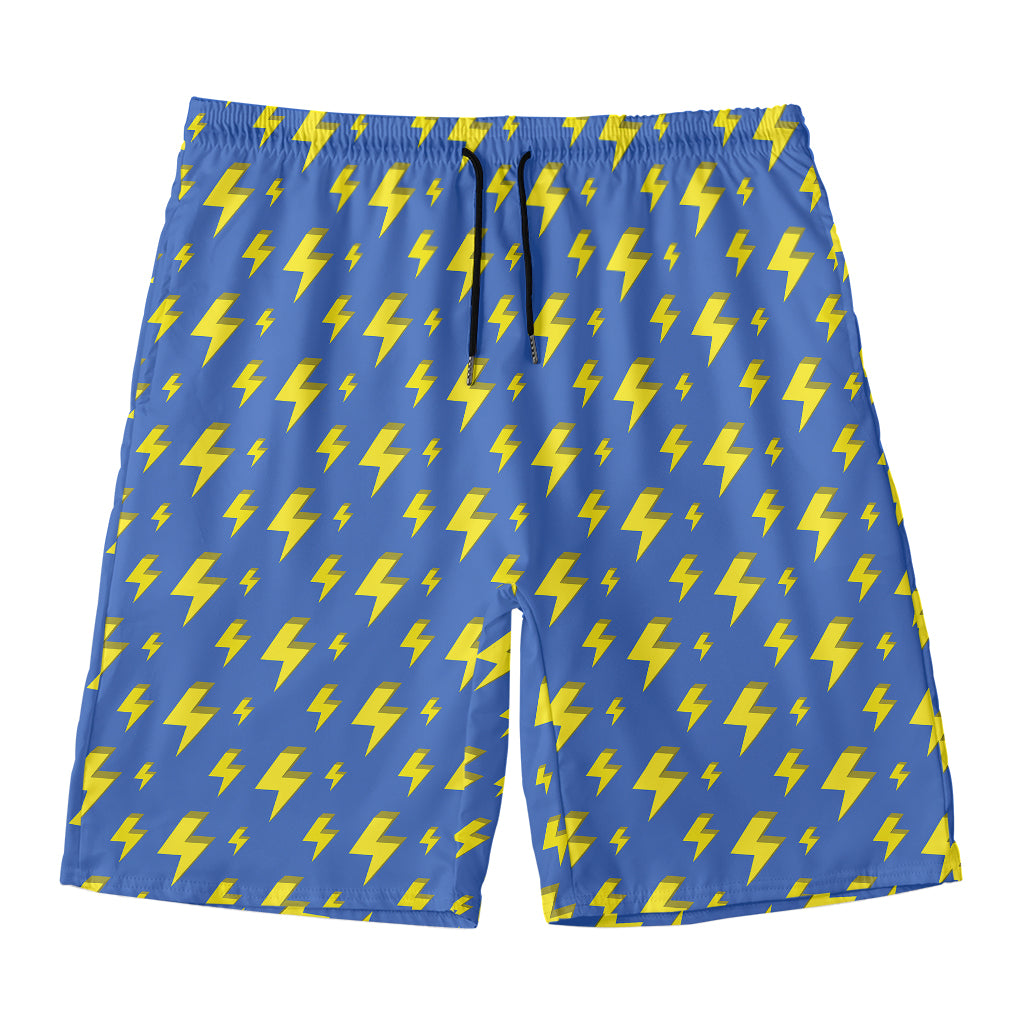 Blue And Yellow Lightning Pattern Print Men's Swim Trunks