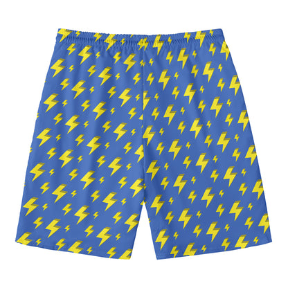 Blue And Yellow Lightning Pattern Print Men's Swim Trunks