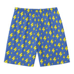 Blue And Yellow Lightning Pattern Print Men's Swim Trunks