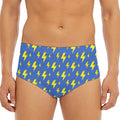 Blue And Yellow Lightning Pattern Print Men's Triangle Swim Briefs