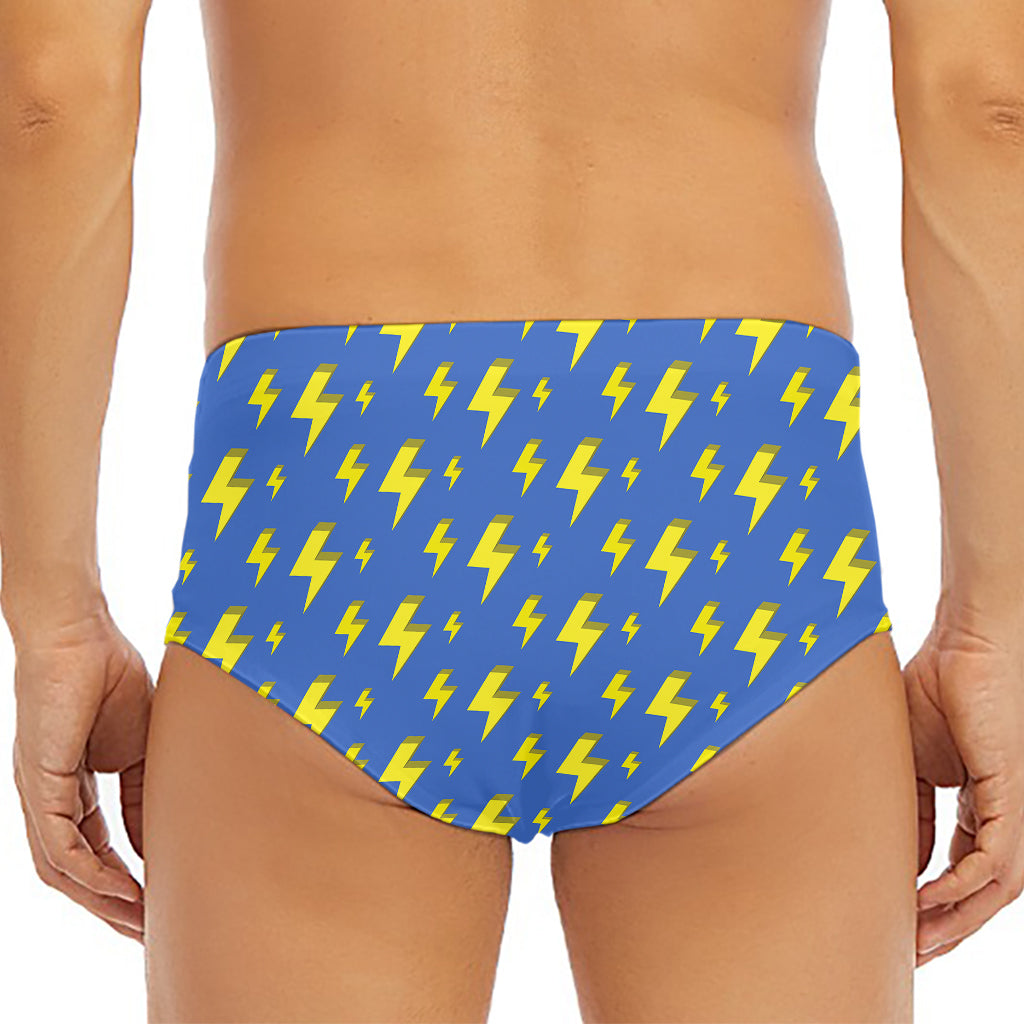 Blue And Yellow Lightning Pattern Print Men's Triangle Swim Briefs