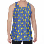 Blue And Yellow Lightning Pattern Print Men's Velvet Tank Top