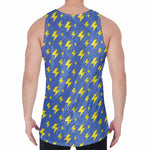 Blue And Yellow Lightning Pattern Print Men's Velvet Tank Top