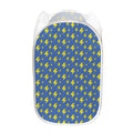 Blue And Yellow Lightning Pattern Print Mesh Laundry Hamper