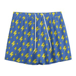 Blue And Yellow Lightning Pattern Print Mesh Shorts