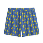 Blue And Yellow Lightning Pattern Print Mesh Shorts