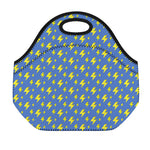 Blue And Yellow Lightning Pattern Print Neoprene Lunch Bag