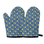 Blue And Yellow Lightning Pattern Print Oven Mitts