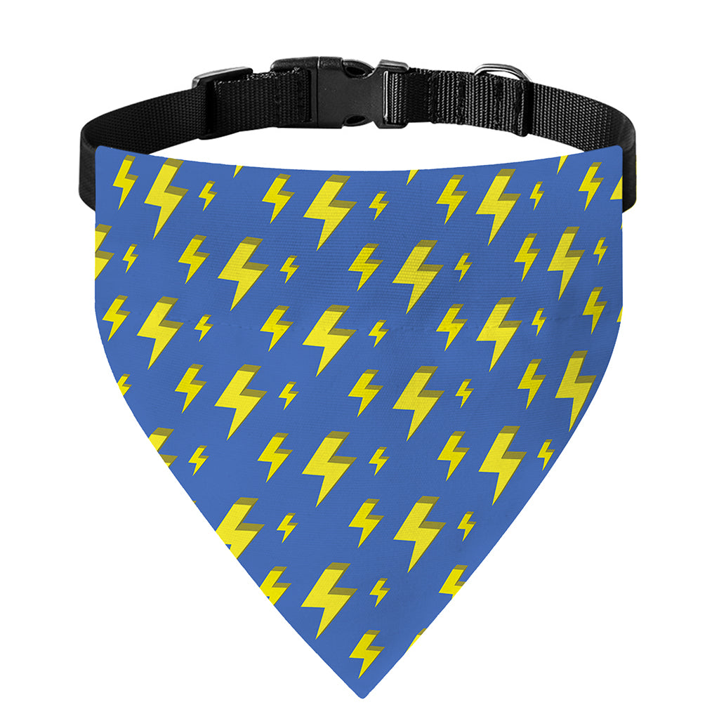 Blue And Yellow Lightning Pattern Print Over The Collar Dog Bandana